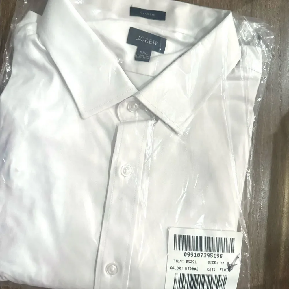 NWT J CREW Bowery performance stretch dress shirt with spread collar in white